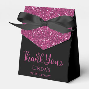75. Geburtstag Hot Pink Glitzer Black Vielen Dank Geschenkschachtel