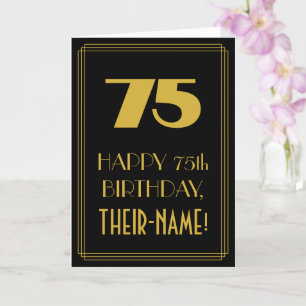 75. Geburtstag – im Art Deco Stil "75" & Name Karte