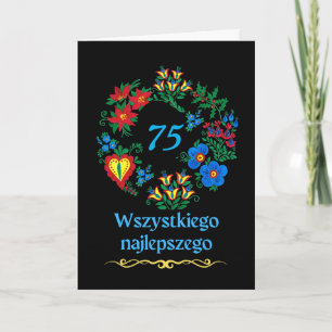 75. Geburtstag in Polnisch Wszystkiego najlepszego Karte