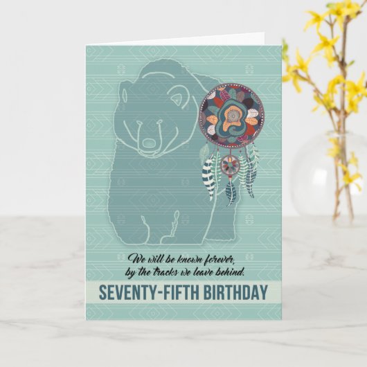 75. Geburtstag Indischer Bär Karte (Gelbe Blume)