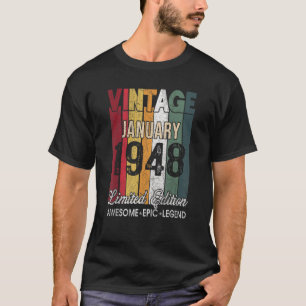 75. Geburtstag Januar 1948 75 Jahre alt T-Shirt