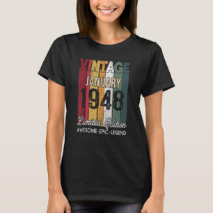 75. Geburtstag Januar 1948 75 Jahre alt T-Shirt
