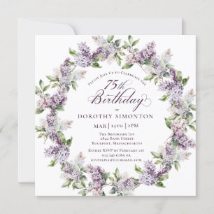 75. Geburtstag Lila Lilac Spring Blume Square Einladung