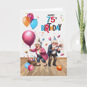 75. Geburtstag Lustiger alter Mann und Frau Luftba Karte