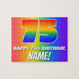 75. Geburtstag — mehrfarbiges Regenbogenmuster "75 Puzzle