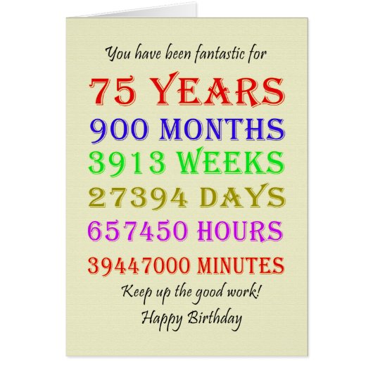 75. Geburtstag - Meilensteine (Vorne)