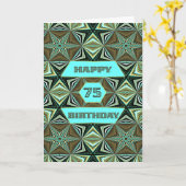 75. Geburtstag mit grünem abstraktem Design Karte (Gelbe Blume)