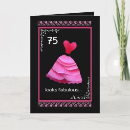 75. Geburtstag mit rosa Kleid Karte