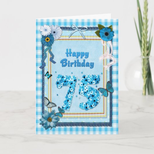 75. Geburtstag mit Scrapbook-Effekt Karte (Vorderseite)