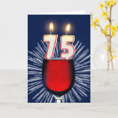 75. Geburtstag mit Wein und Kerzen Karte (Gelbe Blume)