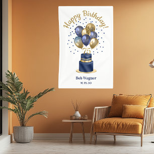 75. Geburtstag Navy Blau Ballon Torte Banner