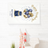 75. Geburtstag Navy Blue Balloon Cake Banner (InSitu)