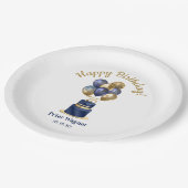 75. Geburtstag Navy Blue Balloon Cake Pappteller (Schrägansicht)