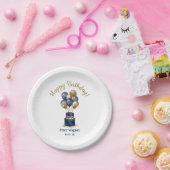 75. Geburtstag Navy Blue Balloon Cake Pappteller (Party)