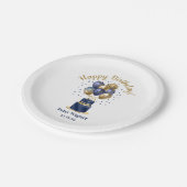 75. Geburtstag Navy Blue Balloon Cake Pappteller (Schrägansicht)