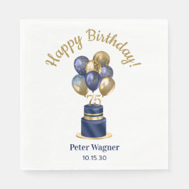 75. Geburtstag Navy Blue Balloon Cake Serviette
