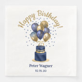 75. Geburtstag Navy Blue Balloon Cake Serviette (Vorderseite)