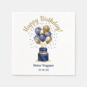75. Geburtstag Navy Blue Balloon Cake Serviette (Vorderseite)