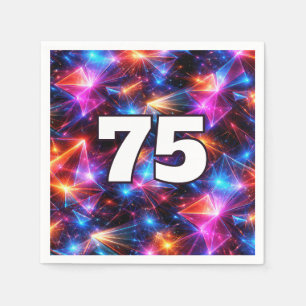 75. Geburtstag Neon Polygon Abstract Serviette