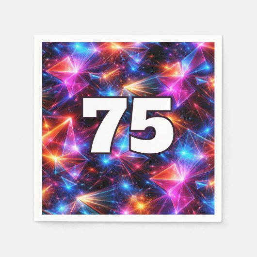 75. Geburtstag Neon Polygon Abstract  Serviette (Vorderseite)