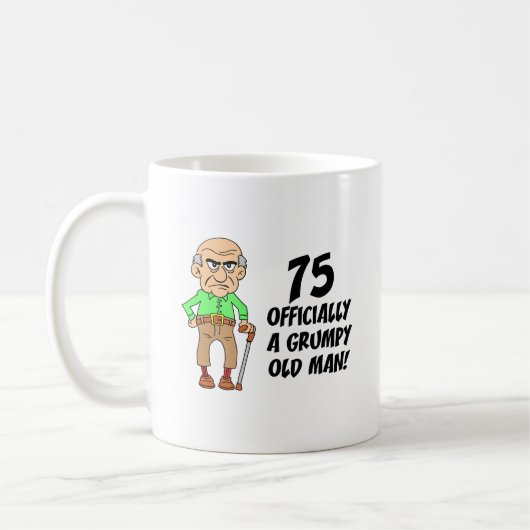 75. Geburtstag Offiziell grumpische Old Man Coffee Kaffeetasse (Links)