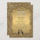 75. Geburtstag Party, 75., Cheetah High Heels Shoe Einladung (Vorne/Hinten)