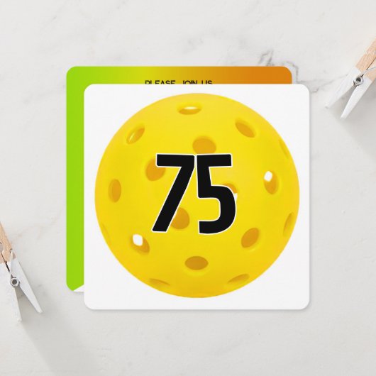 75. Geburtstag Pickleball-Party Einladung (Vorderseite/Rückseite Beispiel)