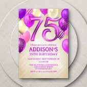 75. Geburtstag Pink Balloons Einladung