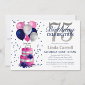 75. Geburtstag Pink Cake Einladung (Vorderseite)