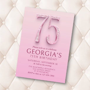 75. Geburtstag Pink Diamonds Einladung