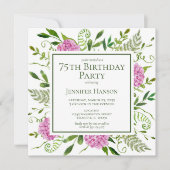75. Geburtstag Pink Hydrangeas Einladung (Vorderseite)