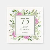 75. Geburtstag Pink Hydrangeas Serviette (Vorderseite)