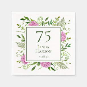 75. Geburtstag Pink Hydrangeas Serviette
