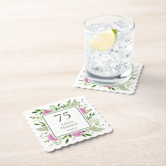 75. Geburtstag Pink Hydrangeas Untersetzer (Vor Ort)