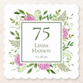 75. Geburtstag Pink Hydrangeas Untersetzer (Vorderseite)