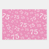 75. Geburtstag Pink & White Nummernmuster 75 Geschenkpapier Set (Vorderseite)