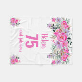 75. Geburtstag pinkfarbene Blumenvlies-Decke Fleecedecke (Vorderseite (Horizontal))