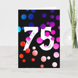 75. Geburtstag Rainbow Dots auf Black Karte