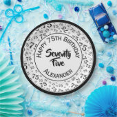 75. Geburtstag Random Zahlenmuster Schwarz/Weiß Pappteller (Party)