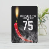 75. Geburtstag Red Hot Pepper Candle Einladung (Stehend Vorderseite)