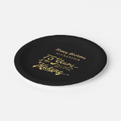 75. Geburtstag Retro Vintages Foto Schwarzes Gold Pappteller (Schrägansicht)