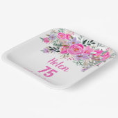 75. Geburtstag rosa Aquarellblüte Pappteller (Gewinkelt)