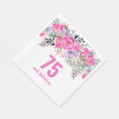 75. Geburtstag Rosa Blumenserie Party Servietten (Ecke)