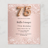 75. Geburtstag Rose Gold Rosa Konfetti Einladung (Vorderseite)