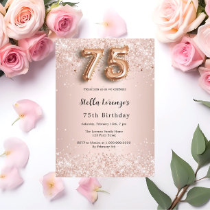 75. Geburtstag Rose Gold rosa Konfetti Luxus Einladung