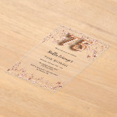 75. Geburtstag Rose Goldstars klar Acryleinladungen (Ablage )