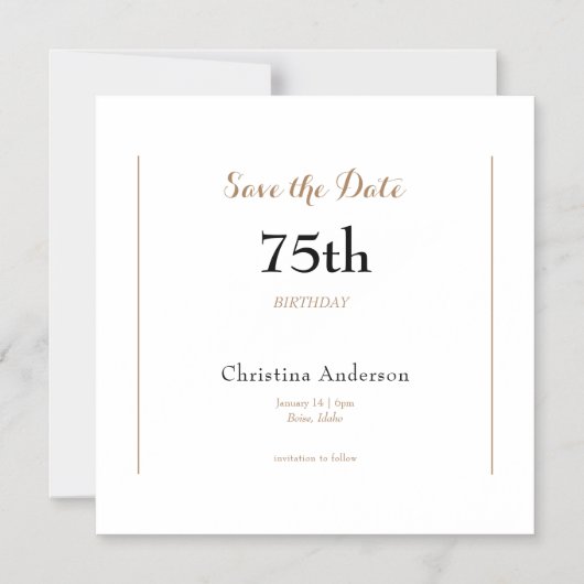 75. Geburtstag Save the Date Magneteinladung (Vorderseite)