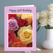 75. Geburtstag Schöne Rose Card