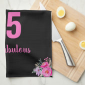 75. Geburtstag schwarz pink Blumen einzigartig Geschirrtuch (Viertel Falte)