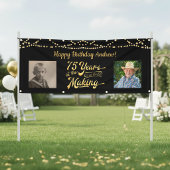 75. Geburtstag Schwarzes Gold String Lights Retro  Banner